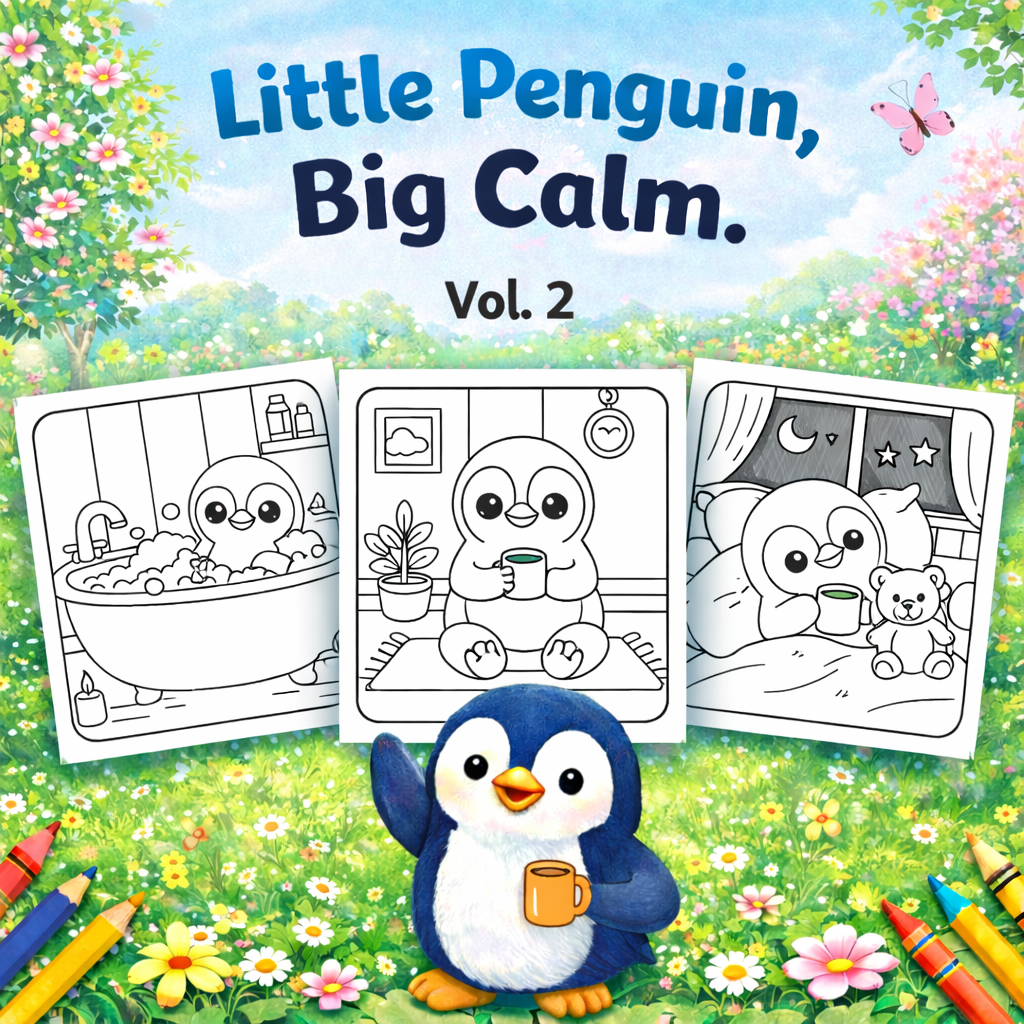 Little Penguin, Big Calm Vol. 2 | Cozy Penguin Coloring Pages | Bold & Easy Printable Coloring Book | Relaxing Coloring Pages PDF